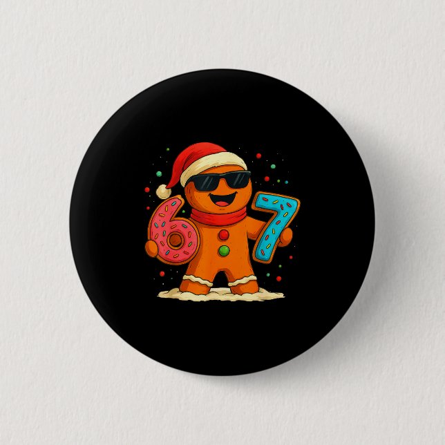 Funny Gingerbread Six Seven 67 Ice Cream Drip Chri Button (Front)