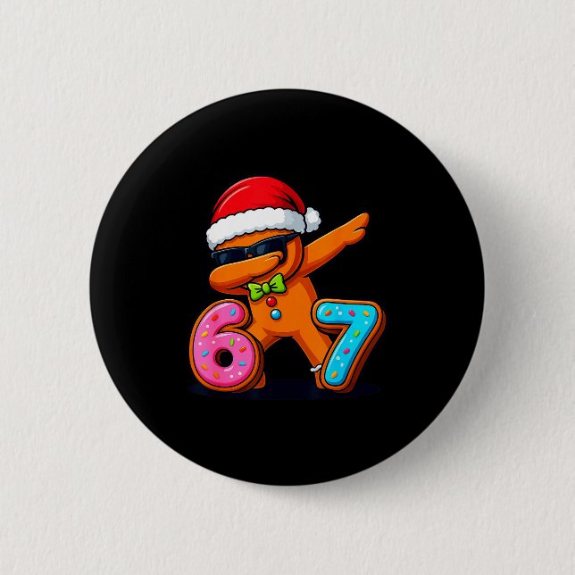Funny Gingerbread Six Seven 67 Ice Cream Drip Chri Button (Front)