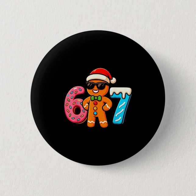 Funny Gingerbread Six Seven 67 Ice Cream Drip Chri Button (Front)