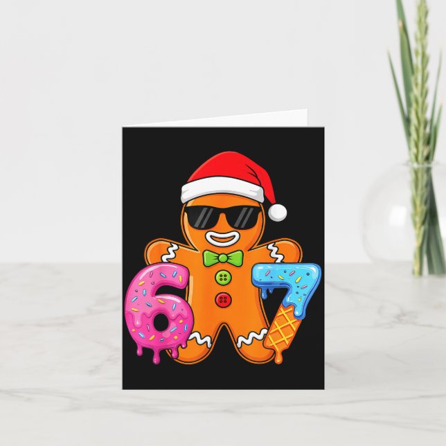 Funny Gingerbread Six Seven 67 Ice Cream Drip Chri Card (Front)
