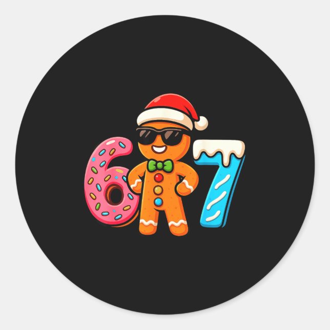 Funny Gingerbread Six Seven 67 Ice Cream Drip Chri Classic Round Sticker (Front)