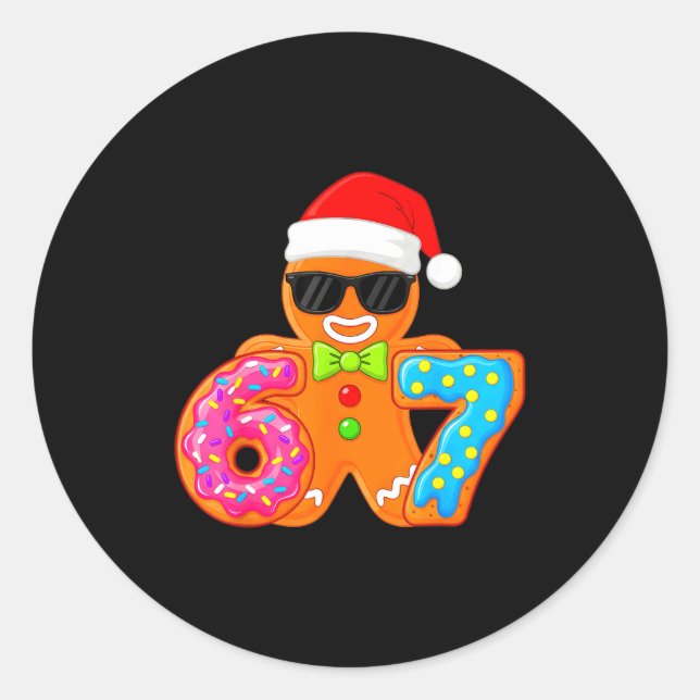 Funny Gingerbread Six Seven 67 Ice Cream Drip Chri Classic Round Sticker (Front)