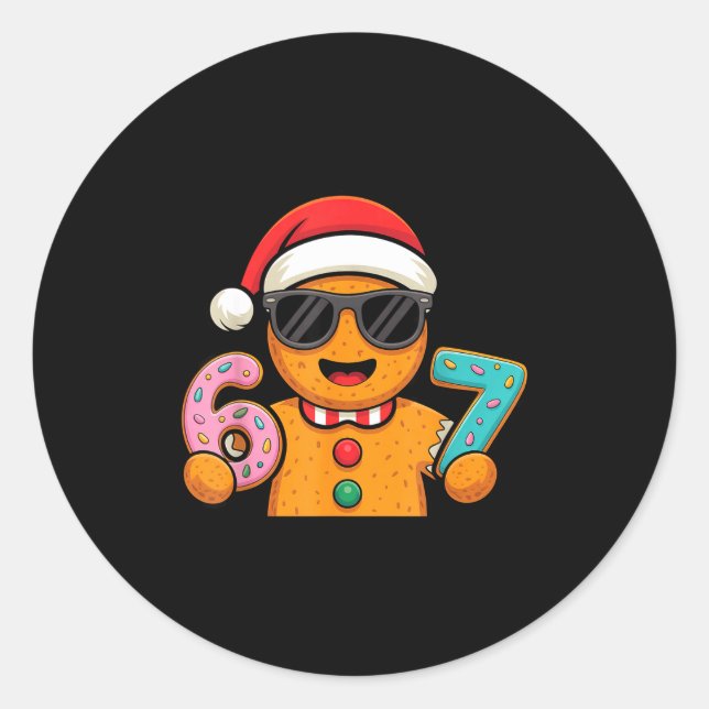 Funny Gingerbread Six Seven 67 Ice Cream Drip Chri Classic Round Sticker (Front)