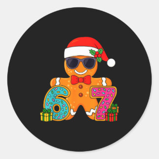 Funny Gingerbread Six Seven 67 Ice Cream Drip Chri Classic Round Sticker