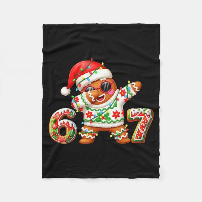 Funny Gingerbread Six Seven 67 Ice Cream Drip Chri Fleece Blanket (Front)