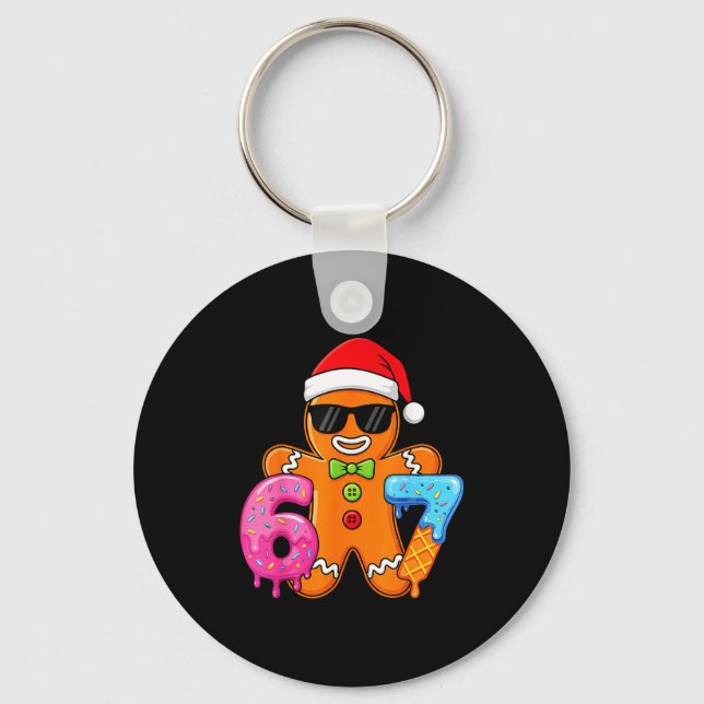 Funny Gingerbread Six Seven 67 Ice Cream Drip Chri Keychain (Front)