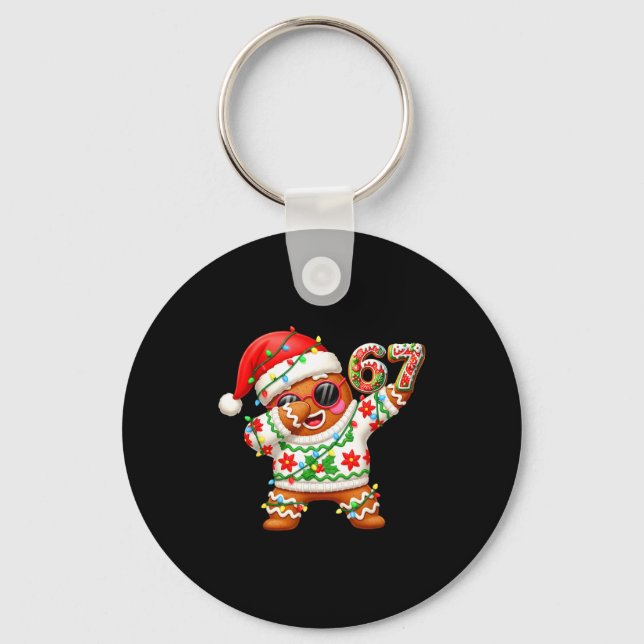 Funny Gingerbread Six Seven 67 Ice Cream Drip Chri Keychain (Front)