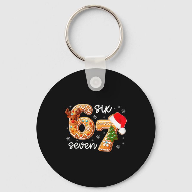Funny Gingerbread Six Seven 67 Ice Cream Drip Chri Keychain (Front)
