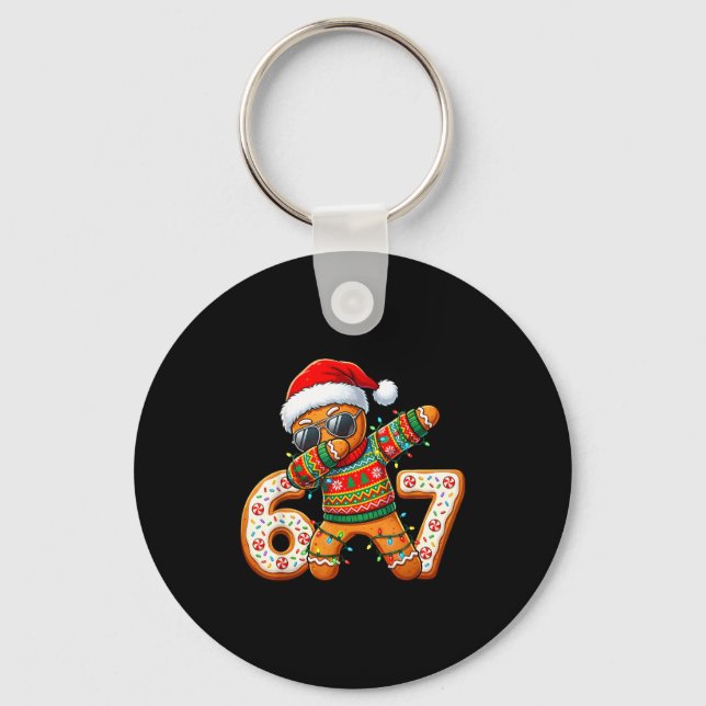 Funny Gingerbread Six Seven 67 Ice Cream Drip Chri Keychain (Front)