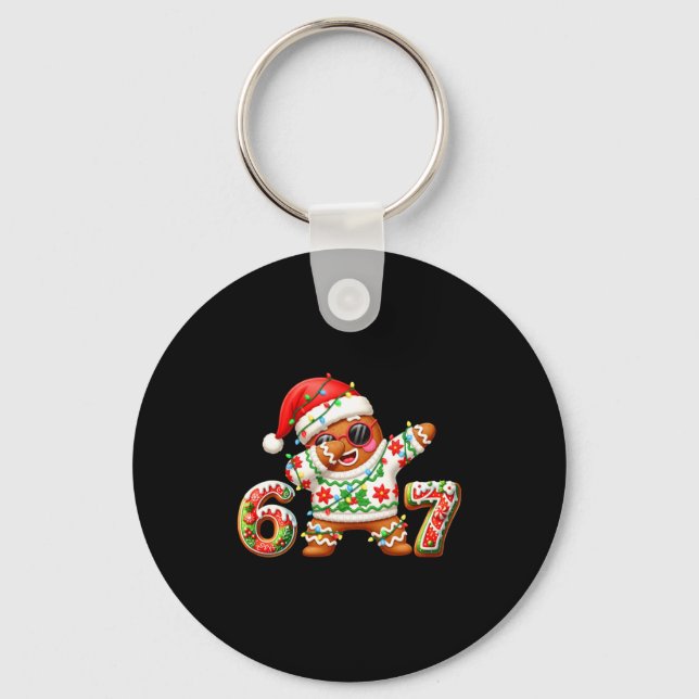 Funny Gingerbread Six Seven 67 Ice Cream Drip Chri Keychain (Front)