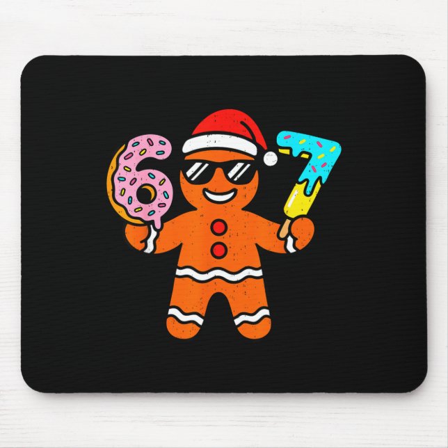 Funny Gingerbread Six Seven 67 Ice Cream Drip Chri Mouse Pad (Front)