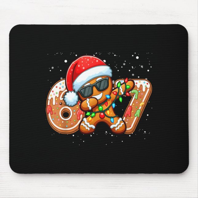 Funny Gingerbread Six Seven 67 Ice Cream Drip Chri Mouse Pad (Front)