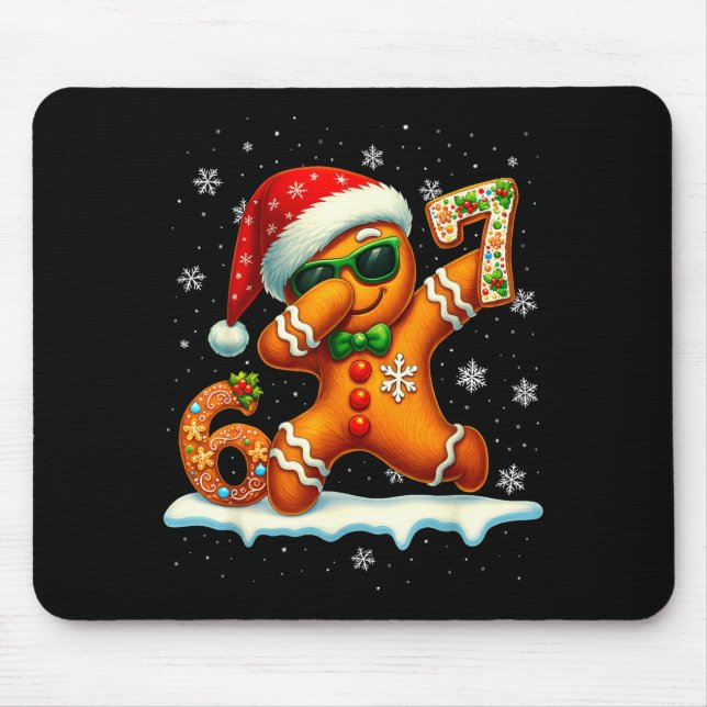Funny Gingerbread Six Seven 67 Ice Cream Drip Chri Mouse Pad (Front)