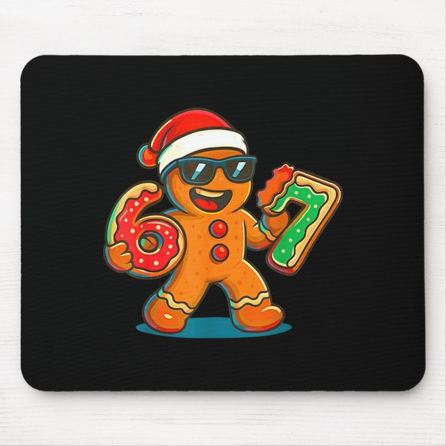 Funny Gingerbread Six Seven 67 Ice Cream Drip Chri Mouse Pad (Front)