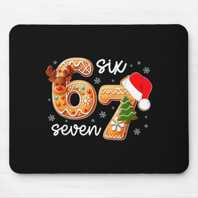 Funny Gingerbread Six Seven 67 Ice Cream Drip Chri Mouse Pad (Front)
