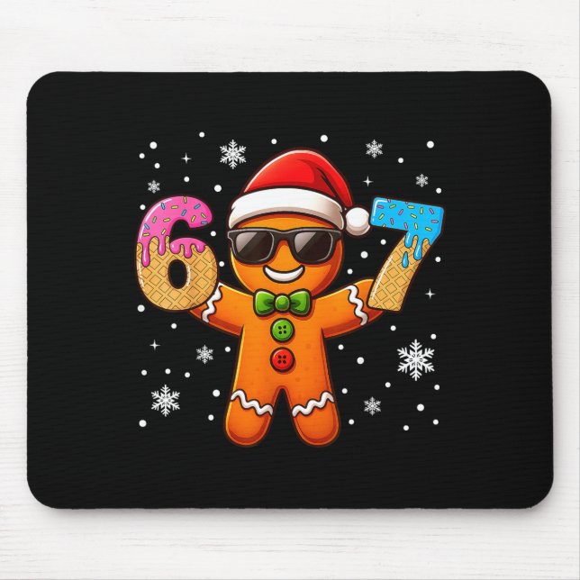 Funny Gingerbread Six Seven 67 Ice Cream Drip Chri Mouse Pad (Front)
