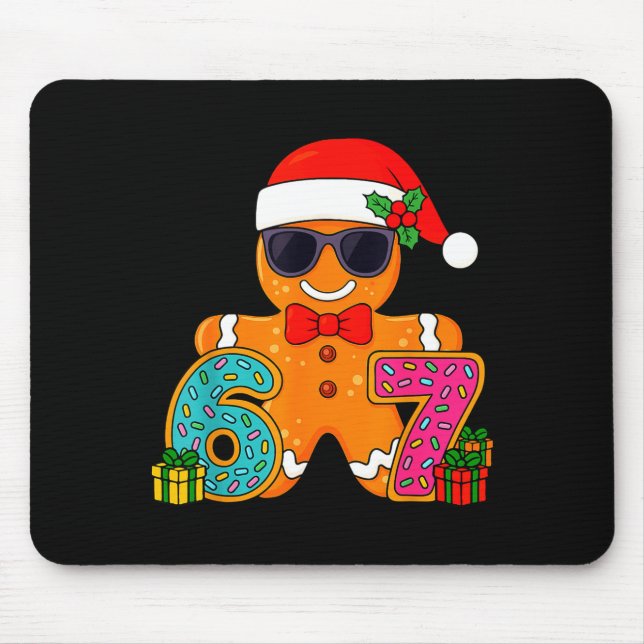 Funny Gingerbread Six Seven 67 Ice Cream Drip Chri Mouse Pad (Front)