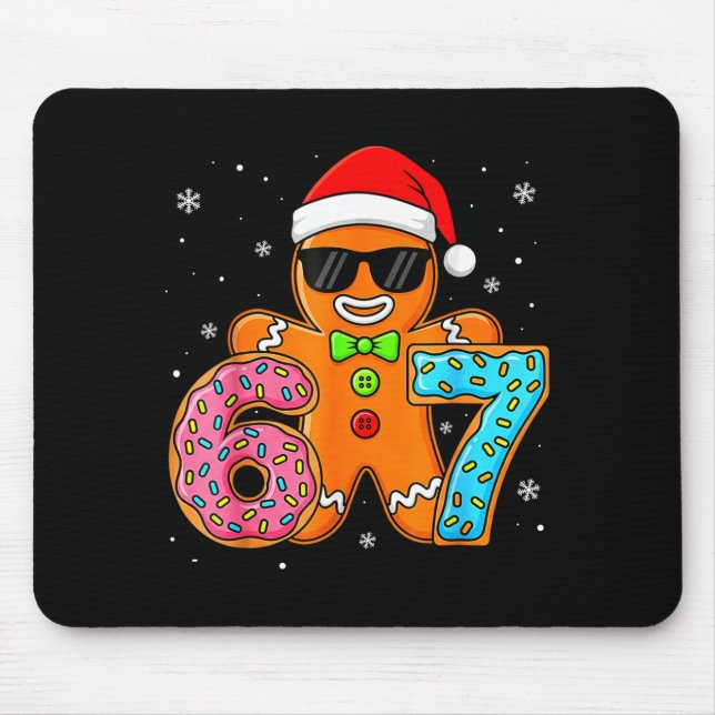 Funny Gingerbread Six Seven 67 Ice Cream Drip Chri Mouse Pad (Front)