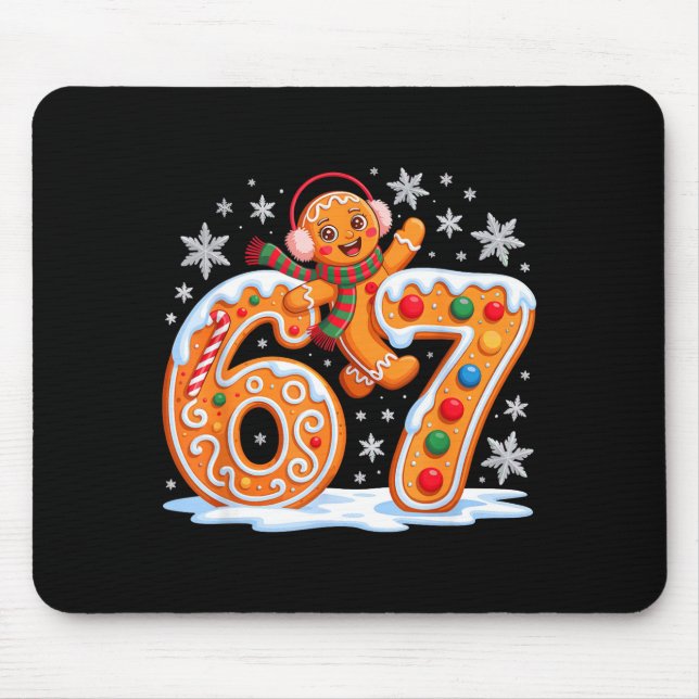 Funny Gingerbread Six Seven 67 Ice Cream Drip Chri Mouse Pad (Front)