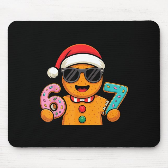 Funny Gingerbread Six Seven 67 Ice Cream Drip Chri Mouse Pad (Front)