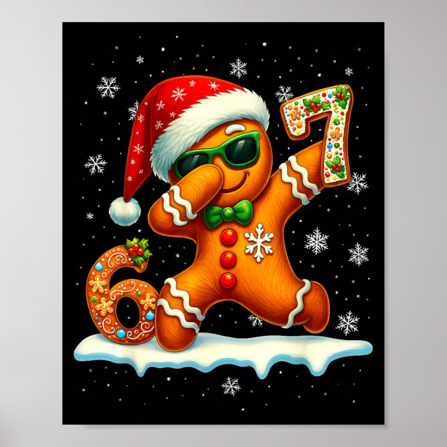 Funny Gingerbread Six Seven 67 Ice Cream Drip Chri Poster (Front)