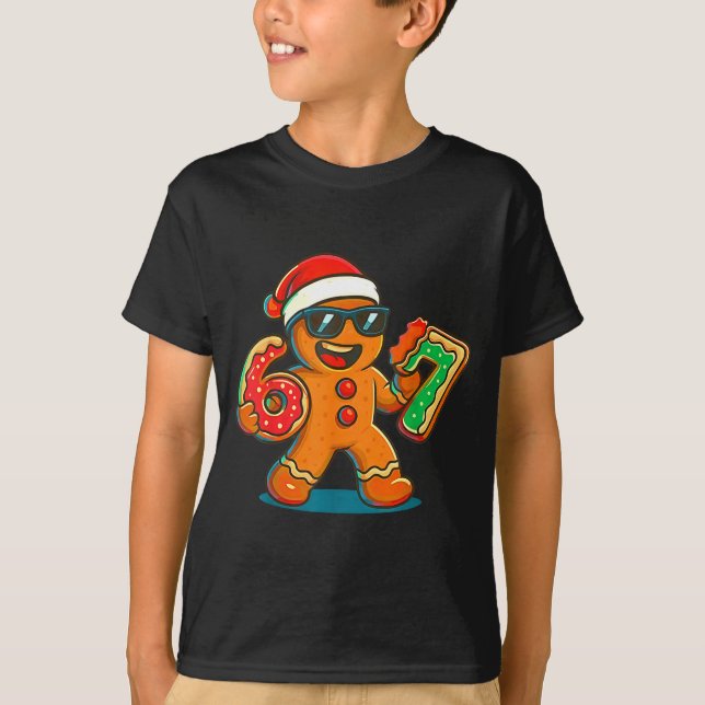 Funny Gingerbread Six Seven 67 Ice Cream Drip Chri T-Shirt (Front)