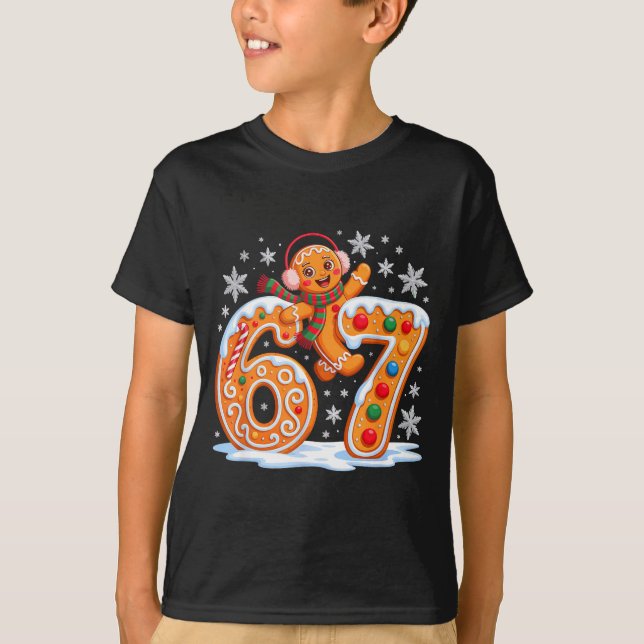 Funny Gingerbread Six Seven 67 Ice Cream Drip Chri T-Shirt (Front)