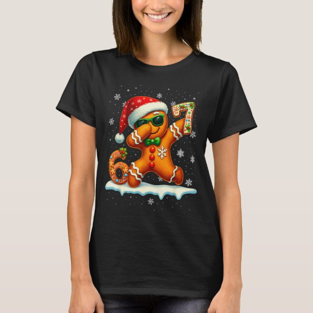 Funny Gingerbread Six Seven 67 Ice Cream Drip Chri T-Shirt (Front)