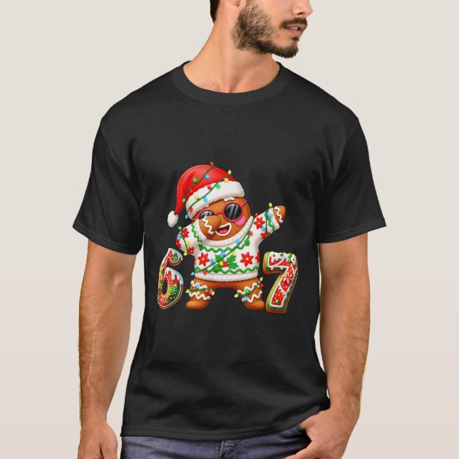 Funny Gingerbread Six Seven 67 Ice Cream Drip Chri T-Shirt (Front)