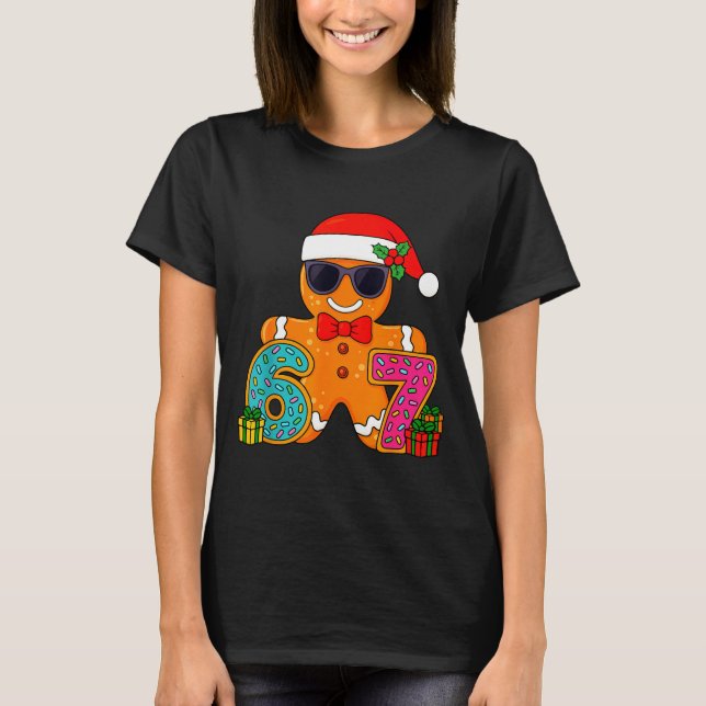 Funny Gingerbread Six Seven 67 Ice Cream Drip Chri T-Shirt (Front)