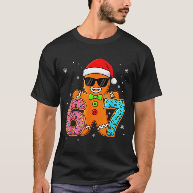 Funny Gingerbread Six Seven 67 Ice Cream Drip Chri T-Shirt (Front)
