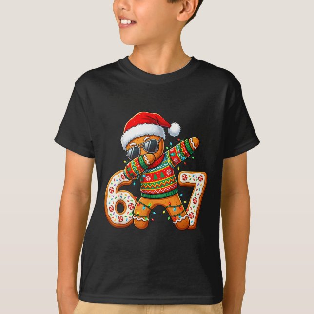 Funny Gingerbread Six Seven 67 Ice Cream Drip Chri T-Shirt (Front)