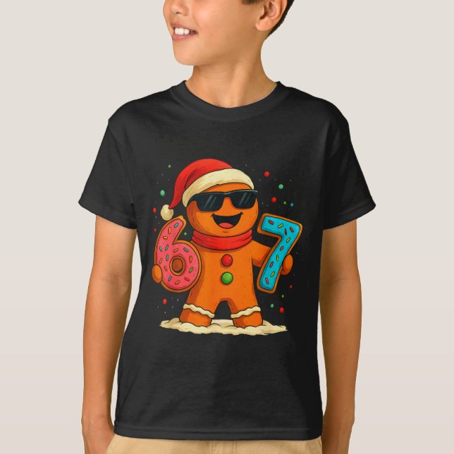 Funny Gingerbread Six Seven 67 Ice Cream Drip Chri T-Shirt (Front)