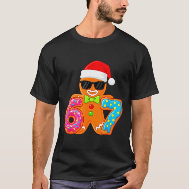 Funny Gingerbread Six Seven 67 Ice Cream Drip Chri T-Shirt (Front)