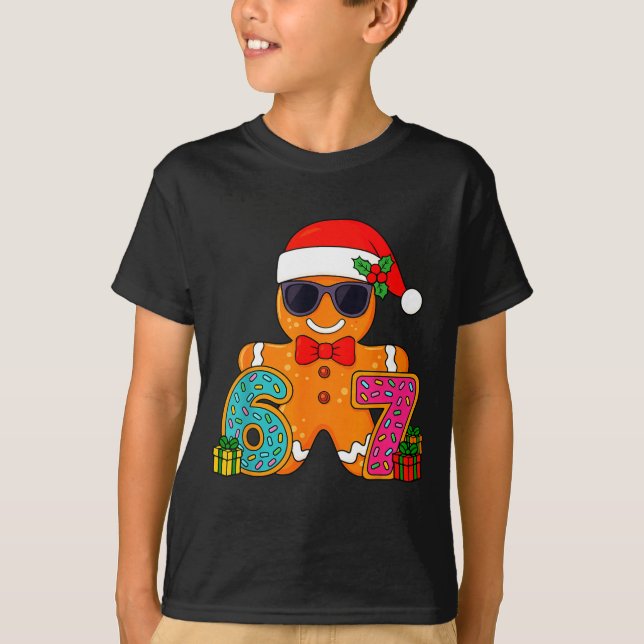 Funny Gingerbread Six Seven 67 Ice Cream Drip Chri T-Shirt (Front)