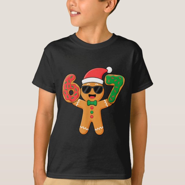Funny Gingerbread Six Seven 67 Ice Cream Drip Chri T-Shirt (Front)