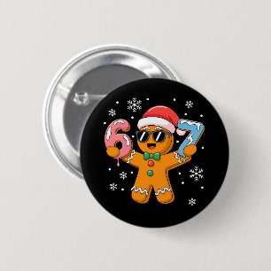 Funny Gingerbread Six Seven 67 Ice Cream Drip Xmas Button