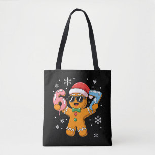 Funny Gingerbread Six Seven 67 Ice Cream Drip Xmas Tote Bag