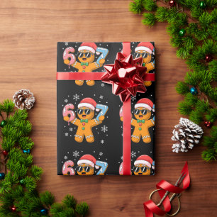Funny Gingerbread Six Seven 67 Ice Cream Drip Xmas Wrapping Paper