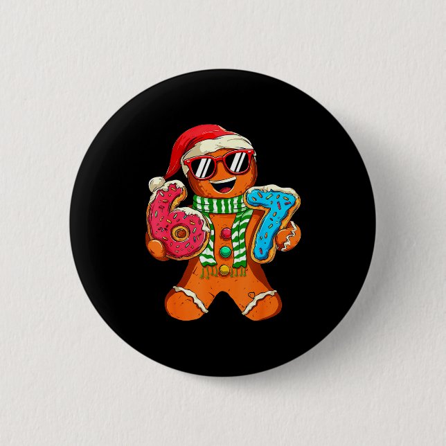 Funny Gingerbread Six Seven 67 Meme Ice Cream Chri Button (Front)