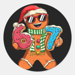 Funny Gingerbread Six Seven 67 Meme Ice Cream Chri Classic Round Sticker