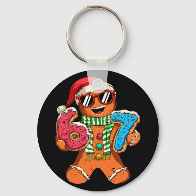 Funny Gingerbread Six Seven 67 Meme Ice Cream Chri Keychain (Front)