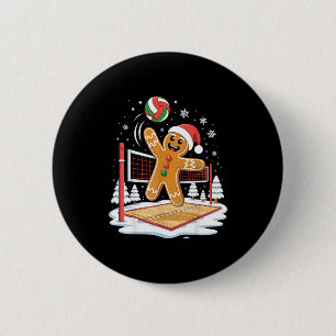 Funny Gingerbread Volleyball Player Christmas Button