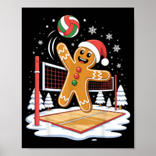 Funny Gingerbread Volleyball Player Christmas Poster
