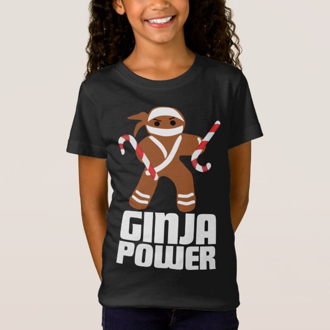 Funny Ginja Power Cute Christmas Cookie Gingerbrea T-Shirt (Front)