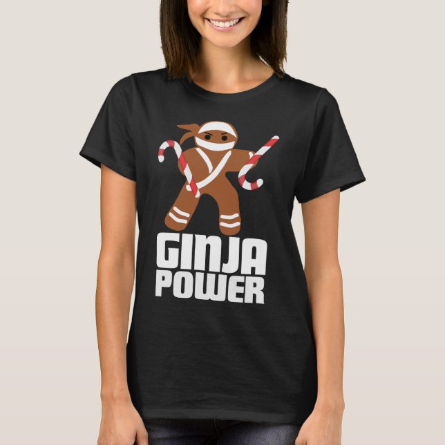 Funny Ginja Power Cute Christmas Cookie Gingerbrea T-Shirt (Front)