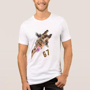 Funny Giraffe 67 T-Shirt Tri-Blend Shirt