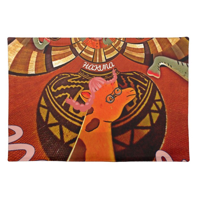  Funny Giraffe: A Kaleidoscopic African Charm Placemat (Front)