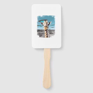Funny Giraffe Africa Savannah Selfie with Alien UF Hand Fan