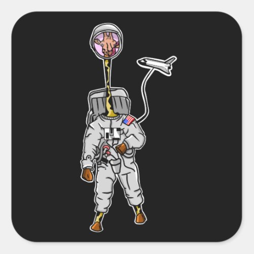 Funny giraffe astronaut  square sticker